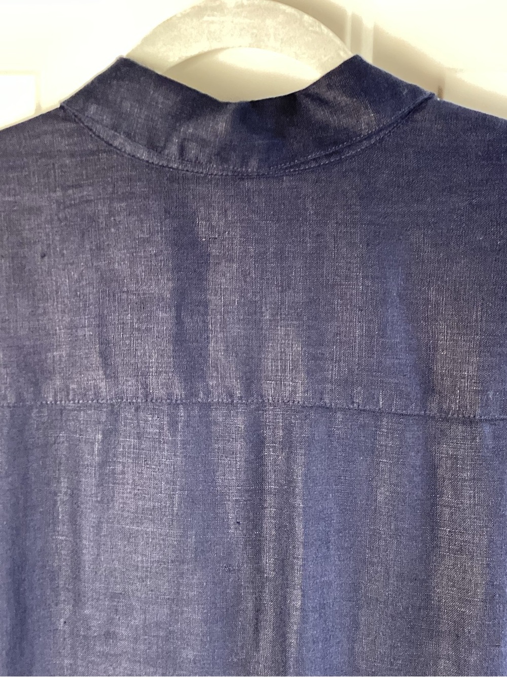 Chico’s 100% Linen Midnight Navy Button-Front Tiered Maxi Dress - Picture 7 of 10